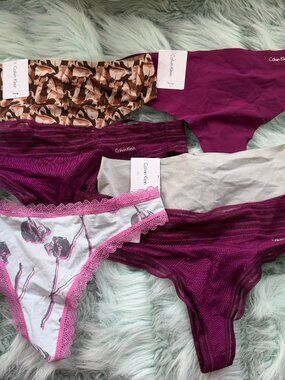 SIX (6) Calvin Klein Women's Modal Stretch Thong Multicolor Small NEW w TAGS